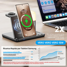 Carica l'immagine nel visualizzatore di Gallery, Stazione di Ricarica Induttiva 6 in 1 Aggiornata per Samsung con Sveglia e Luce a 3 Colori | Ricarica Senza Fili 15W Rap