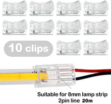 Carica l'immagine nel visualizzatore di Gallery, RUNCCI-YUN Kit connettore luce LED RGB 3528 2835 2 pin 8 mm, include cavo di prolunga LED da 20 m, connettore senza spaz