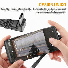 Carica l'immagine nel visualizzatore di Gallery, Cavo Prolunga USB C 90 Gradi, 15cm Type C Maschio Femmina Piatta Prolunga in Silicone, Supporta Trasferimento Dati e Ric