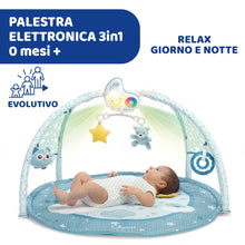Carica l'immagine nel visualizzatore di Gallery, Chicco Palestrina dei Colori Azzurra 3in1, Palestrina Neonato Multifunzione Elettronica con Tappeto Neonato, Proiettore Stelle, Luce Notturna Removibile e Melodie Rilassanti - Giochi Neonato 0+ Mesi