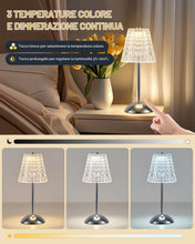 Carica l'immagine nel visualizzatore di Gallery, HARPER LIVING Lampada da tavolo LED ricaricabile a batteria, 3 colori e intensità variabile, lampada da comodino con fin