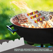 Carica l'immagine nel visualizzatore di Gallery, 4 Pezzi Griglia Supporto per 6 Spiedini in Acciaio Inox - Accessori per Barbecue, Esterni, Campeggio ed Escursionismo