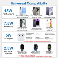 Carica l'immagine nel visualizzatore di Gallery, Caricatore Wireless Stazione di Ricarica, 3 in 1 Caricabatterie Wireless Charger Base per iPhone 16/15/14/13/12/11/Pro/M