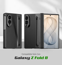 Carica l'immagine nel visualizzatore di Gallery, Compatibile con Cover Samsung Galaxy Z Fold 8 con Penna, Custodia Rigida Effetto Pelle, Protezione Cerniera e Fotocamera