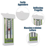 Carica l'immagine nel visualizzatore di Gallery, Termometro digitale massimo-minimo per serra, giardino, al chiuso o all’aperto, impermeabile IP65