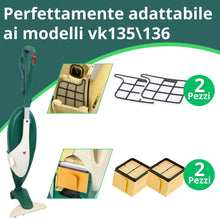 Carica l'immagine nel visualizzatore di Gallery, NAMAI - 2 Filtri Hepa + 2 Filtri Motore Compatibili con Folletto VK135/136