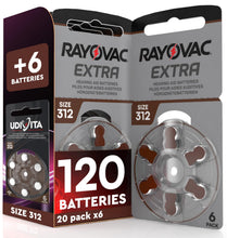 Carica l'immagine nel visualizzatore di Gallery, 120 Batterie per Apparecchi Acustici Rayovac Extra Misura 312