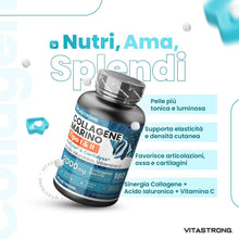 Carica l'immagine nel visualizzatore di Gallery, Collagene Marino Idrolizzato 2000mg Tipo I e II, Acido Ialuronico, 180 cpr