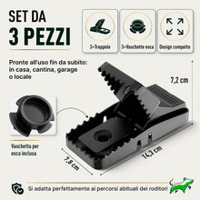 Carica l'immagine nel visualizzatore di Gallery, Mice&amp;Co 3X Trappole per Topi e Ratti | Molla Potente | Senza Veleno