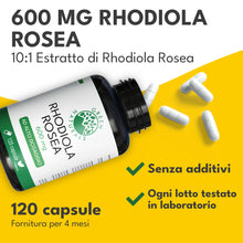 Carica l'immagine nel visualizzatore di Gallery, Green Naturals Rhodiola Rosea – 600 mg per capsula – 120 capsule