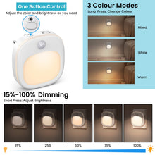 Carica l'immagine nel visualizzatore di Gallery, ANOPU Luce Notturna Bambini LED, 5 Dimming con 3 modalità (Calda/Fredda/Mista), Luce Notturna da Presa con Sensore di Mo