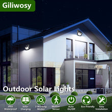 Carica l'immagine nel visualizzatore di Gallery, Luce Solare Led Esterno, 3 Modos IP65 Impermeabile Faretto LED da Esterno con Sensore di Movimento, Lampada Solare da Es