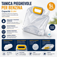 Carica l'immagine nel visualizzatore di Gallery, Topolenashop Tanica Pieghevole da 5 Litri con Beccuccio Integrato – Contenitore Compatto e Leggero per Benzina, Carburan