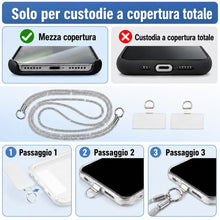 Carica l'immagine nel visualizzatore di Gallery, 2 Pezzi Cordino per Cellulare Design Scintillante con Strass Universale