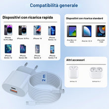 Carica l'immagine nel visualizzatore di Gallery, Caricatore per iPhone Certificato Apple MFi, 20W 2-Porto USB A &amp; USB C Rapido Caricabatterie per iPhone 14/14 Pro/14 Pro