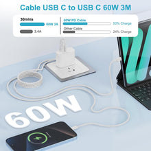 Carica l'immagine nel visualizzatore di Gallery, Cavo iPhone 15 16 17 18 3M, Cavo USB Type-C 3 Metri Cavo USB C USB C, 60W Cavo Type C to Type C Cavetto Nylon Cavi Tipo 