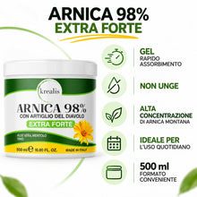 Carica l'immagine nel visualizzatore di Gallery, Arnica Per Cavalli Uso Umano 98%, Arnica gel Forte con Artiglio Del Diavolo