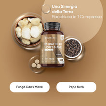 Carica l'immagine nel visualizzatore di Gallery, Lions Mane 365 Compresse Vegane, 1 al Giorno (1 Anno), Hericium Erinaceus