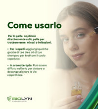 Carica l'immagine nel visualizzatore di Gallery, BIOLYN Tea Tree Oil 20ml – Olio Essenziale Puro di Melaleuca – Naturale al 100% – Ideale per Pelle, Capelli e Aromaterap