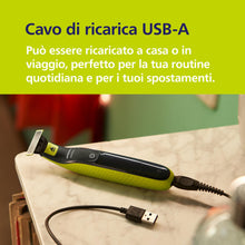 Carica l'immagine nel visualizzatore di Gallery, Philips OneBlade 360 Autentico Regolabarba e rasoio elettrico, 2x 360 lame, 3x pettine per barba (1, 3, 5 mm), QP2724/31