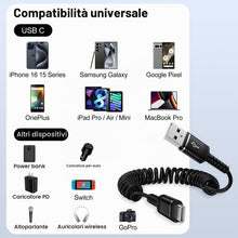 Carica l'immagine nel visualizzatore di Gallery, Cavo USB C a spirale, corto [0,3 m-1 m], cavo dati a spirale Android Auto a