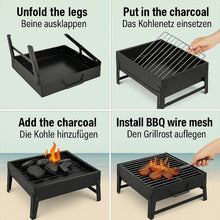 Carica l'immagine nel visualizzatore di Gallery, Barbecue Portatile a Carbone con Maniglia – Grill Compatto da Tavolo per Campeggio, Giardino, Balcone e Picnic