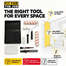 Carica l'immagine nel visualizzatore di Gallery, Fit For The Job Kit di decorazioni per la casa da 10 pezzi, vassoio per pittura e set di rulli con pennello, telo antipo