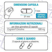 Carica l'immagine nel visualizzatore di Gallery, Citicolina Cognizin 500 mg PiùLife - 60 capsule