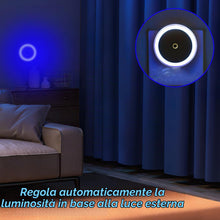 Carica l'immagine nel visualizzatore di Gallery, 2 Pezzi Luce Notturna LED Blu con Sensore di Luce, Luce Notturna Sensore Movimento, Design Compatto e Rotondo, Automatic