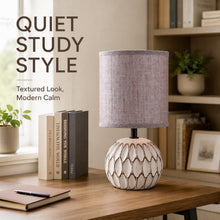 Carica l'immagine nel visualizzatore di Gallery, Aigostar Lampada da Comodino, Moderna Lampada da Tavolo Base in Ceramica Paralume in Stoffa, Attacco E14, 14 * 14 * 26cm