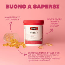 Carica l'immagine nel visualizzatore di Gallery, SWISSE - Integratore Omega 3 IFOS 5 Stelle, 200 Capsule Molli, Integratori con 1500mg Olio di Pesce e Vitamina E, 233mg 