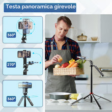 Carica l'immagine nel visualizzatore di Gallery, 180CM Treppiede per cellulare, Ulanzi Selfie Stick Quad Tripod con telecomando Bluetooth, rotazione di 360° in alluminio