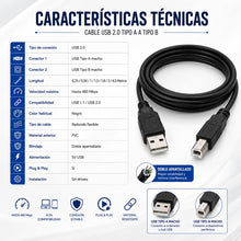 Carica l'immagine nel visualizzatore di Gallery, CABLEPELADO Cavo stampante USB 2.0 Tipo A a Tipo B | Compatibile con HP,Epson, Canon, Brother,Lexmark, Scanner, Disco Ri
