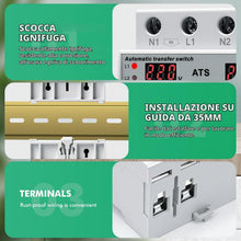 Carica l'immagine nel visualizzatore di Gallery, Commutatore di rete automatico ATS 63A Interruttore trasferimento Monofase AC220V Display LED con Protezione regolabile 
