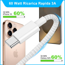 Carica l'immagine nel visualizzatore di Gallery, iPhone 15 16 17 18 Cavo USB Type-C Ricarica Rapida 1M+2M 2Pezzi, 60W Cavo USB C USB C Nylon Filo Caricatore Type C Cavo 