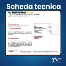 Carica l'immagine nel visualizzatore di Gallery, OVF Nutrimental Plus 500mg di Citicolina 60 cps, Integratore Studio Memoria e Concentrazione, contro la Stanchezza Menta