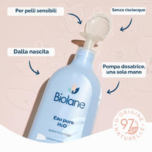 Carica l'immagine nel visualizzatore di Gallery, BIOLANE - Acqua Pure H2O - Detergente per il viso, corpo e seggiolino del bambino - Senza risciacquo - 1 flacone - pompa