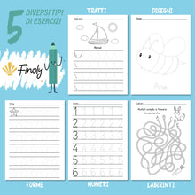 Carica l'immagine nel visualizzatore di Gallery, Finoly Libri Pregrafismo per Bambini | Libri Pregrafismo 3-6 Anni | Libro per Imparare a Scrivere A4 | Impariamo a Tracc