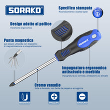Carica l'immagine nel visualizzatore di Gallery, SORAKO Set cacciaviti da 11 pezzi, Con smagnetizzazione 2 in 1, Borsa in nylon ad alta densità, punta magnetica, impugna