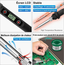 Carica l'immagine nel visualizzatore di Gallery, Saldatore a Stagno Kit 80W Professionale con LCD, Interruttore ON/OFF,Temperatura Regolabile 180-520°C, Kit Completo 13 