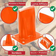 Carica l'immagine nel visualizzatore di Gallery, SPARES2GO Spaccalegna per legna da ardere, cuneo per tronchi, spaccalegna ad alta visibilità, ascia montata su legno, sc