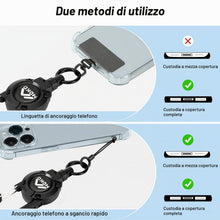 Carica l'immagine nel visualizzatore di Gallery, MoKo Laccetto Antifurto per Telefono con Cavo in Acciaio, Retrattile e Bloccabile, Cinturino Anti Caduta con Tether Tab