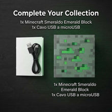 Carica l'immagine nel visualizzatore di Gallery, Lampada LED Cubo Smerald Pixel Miner - Luce Notturna Verrde per Gamer con Design a Blocchi Luminosi, Alimentazione USB -
