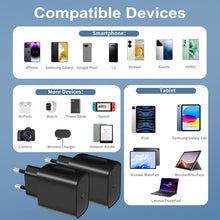 Carica l'immagine nel visualizzatore di Gallery, 2 x 25W Caricatore USB C Rapido per Caricabatterie Samsung, Alimentatore USB C con 2X2M Cavo USB Tipo C per Samsung S25/