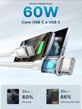 Carica l'immagine nel visualizzatore di Gallery, Cavo USB C USB C 2 Metri,60W Cavo Type-c to Type-c 3A PD Ricarica Rapida USBC Caricatore Tipo C a USB-C Cavetto Nylon Ca