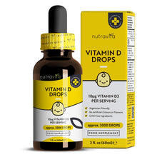 Carica l'immagine nel visualizzatore di Gallery, Nutravita Gocce Vitamina D per Neonati e Bambini - 60ml