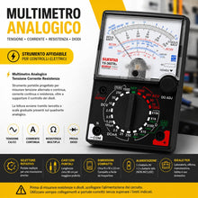 Carica l'immagine nel visualizzatore di Gallery, Topolenashop Multimetro Tester Analogico Portatile con Cavi e Puntali – Voltmetro Amperometro Ohmmetro per Tensione CA/C