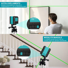 Carica l'immagine nel visualizzatore di Gallery, Livella Laser Verde 5m Doppia Linea Croce Verticale Orizzontale IP54