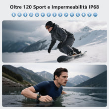 Carica l'immagine nel visualizzatore di Gallery, IOWODO Smartwatch Uomo, 1.45" Militari Orologio Intelligente con Torcia Bussola, Batteria 960mAh, IP68 Impermeabile, Oro