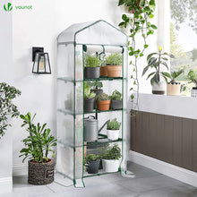 Carica l'immagine nel visualizzatore di Gallery, VOUNOT® Serra da Giardino a 4 Ripiani – Ideale per Balcone, Terrazzo ed Esterni, Serre per Piante con Telaio in Acciaio 